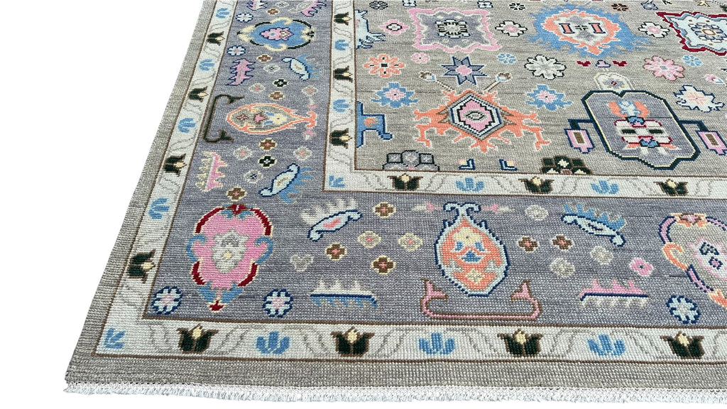 Sultan Traditional Hand Knotted Wool Rug Ash Grey