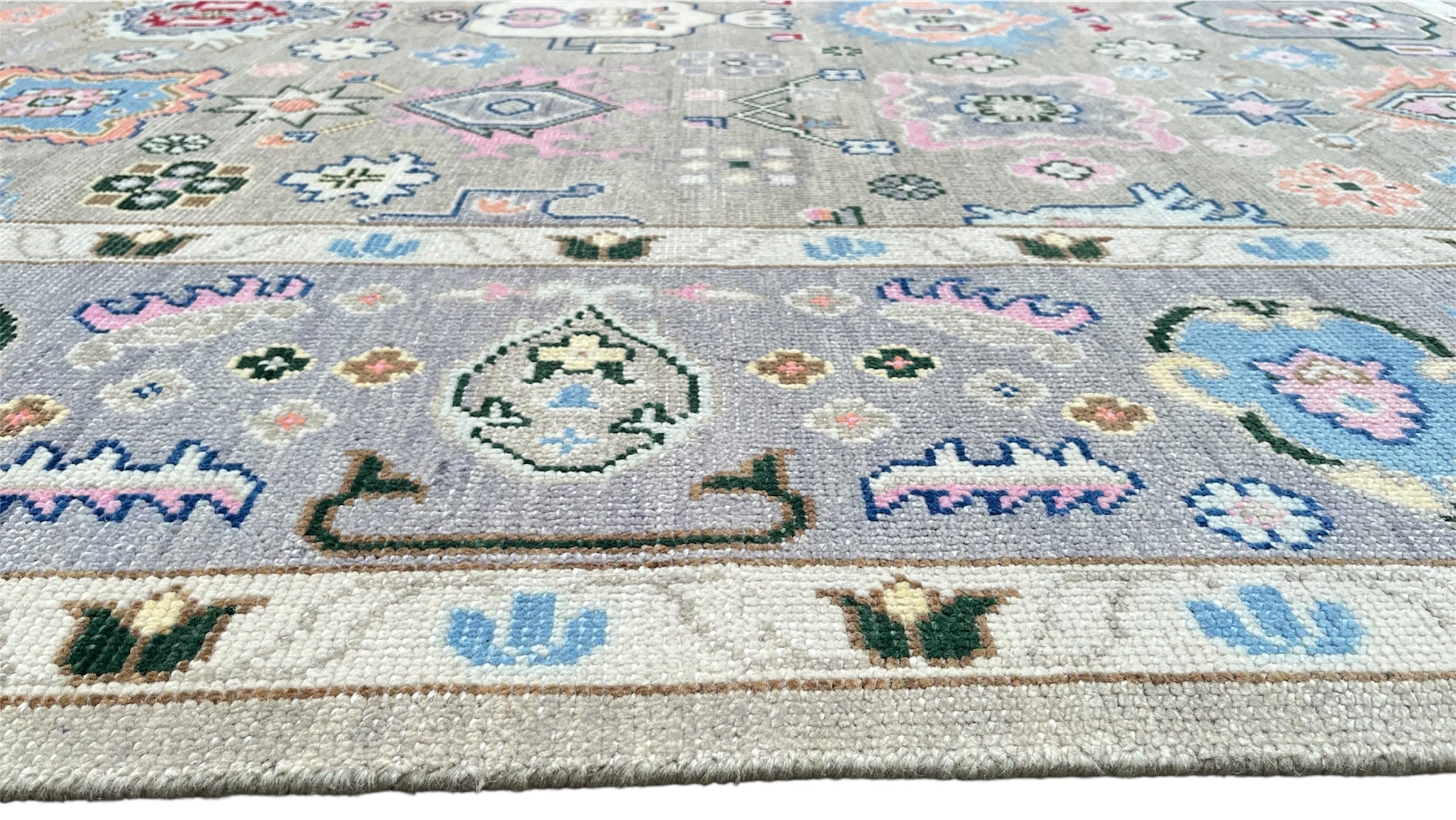 Sultan Traditional Hand Knotted Wool Rug Ash Grey
