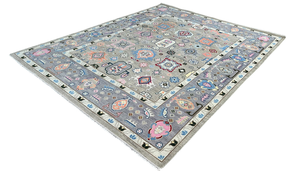 Sultan Traditional Hand Knotted Wool Rug Ash Grey
