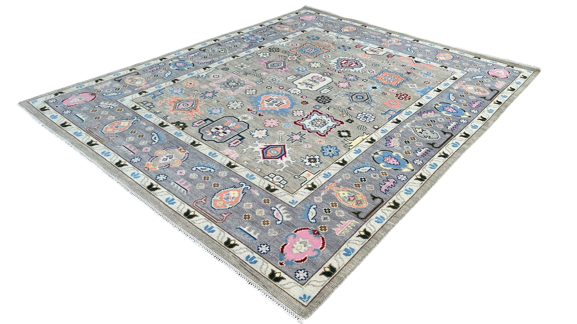 Sultan Traditional Hand Knotted Wool Rug Ash Grey