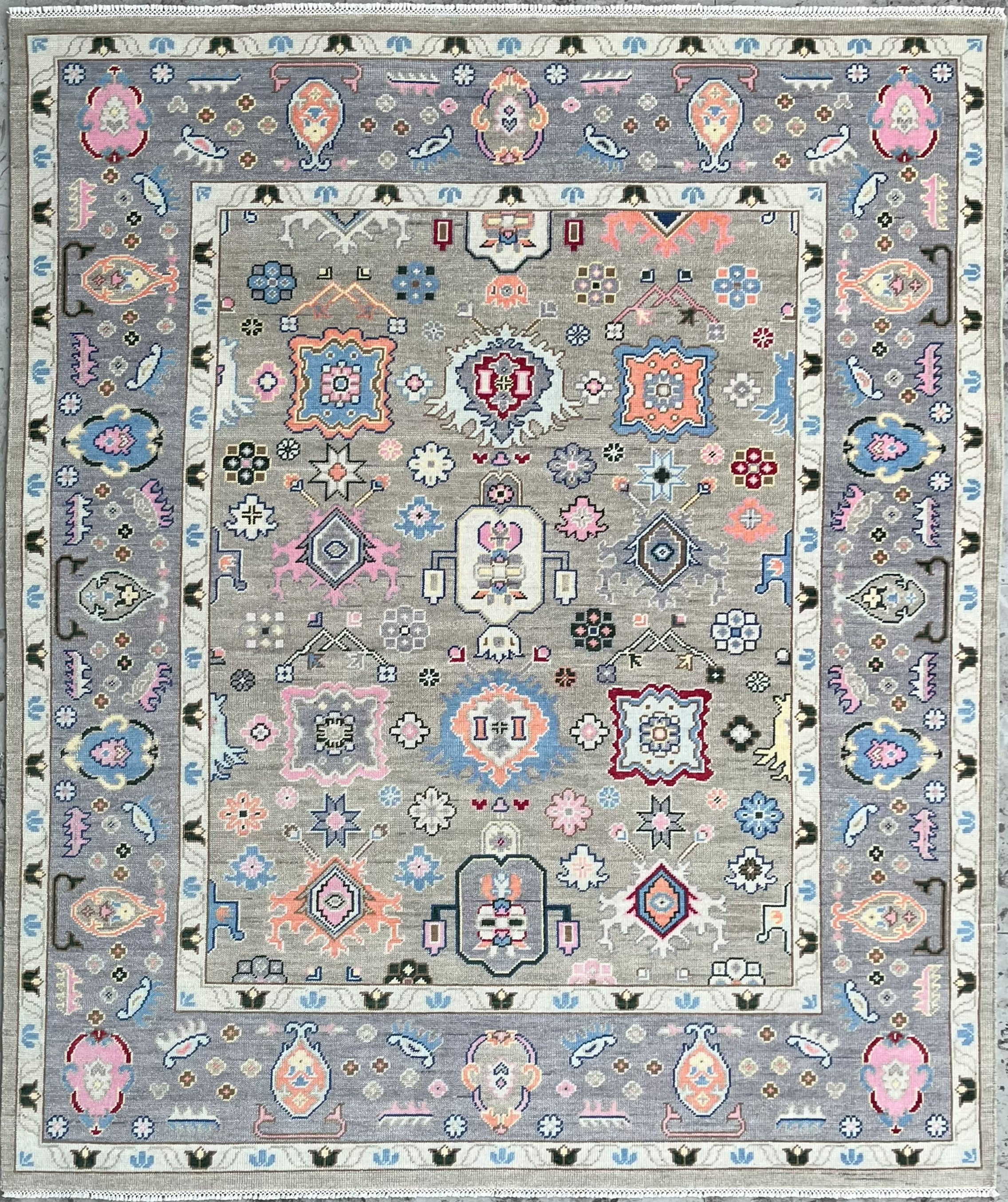 Sultan Traditional Hand Knotted Wool Rug Ash Grey