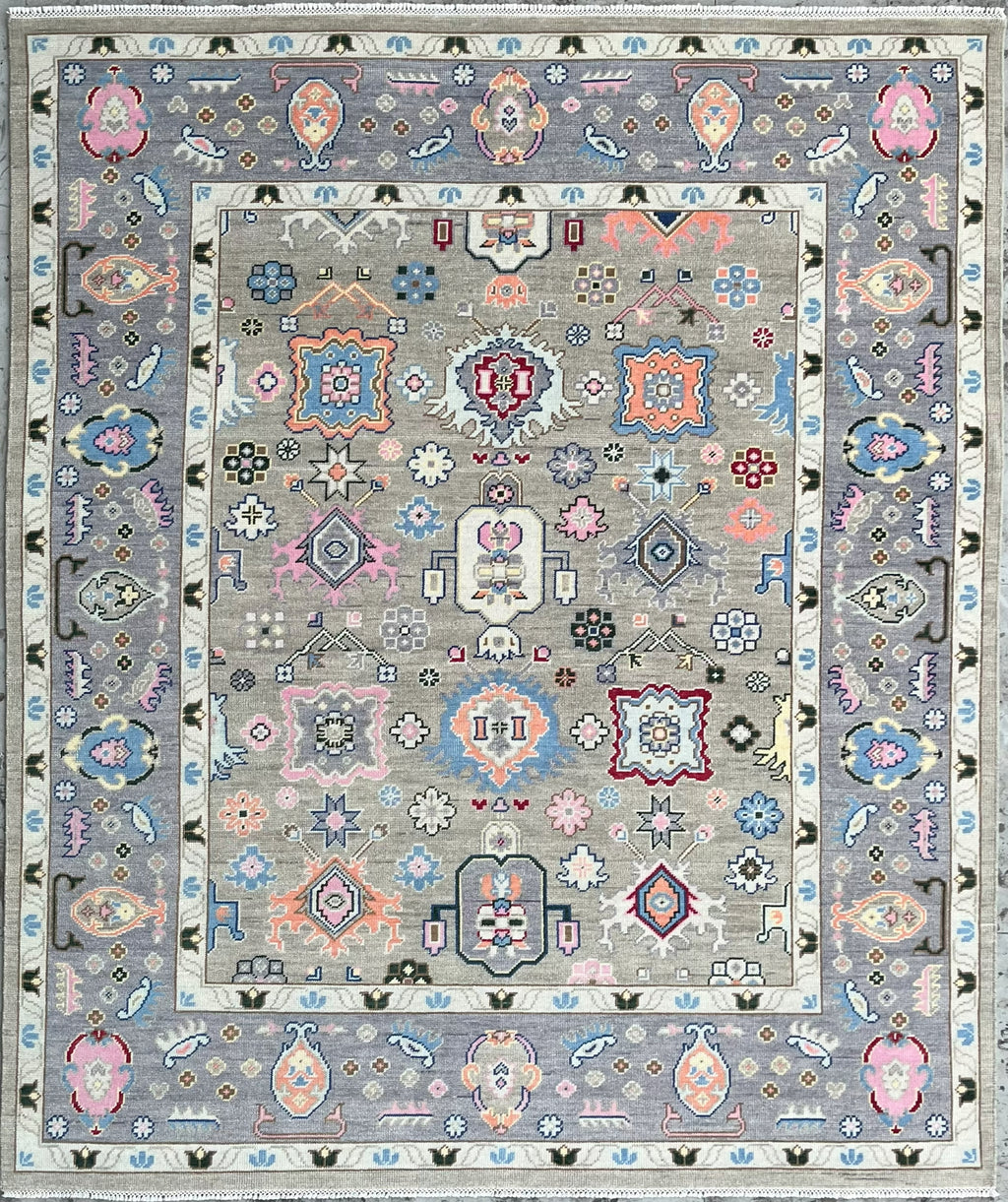 Sultan Traditional Hand Knotted Wool Rug Ash Grey