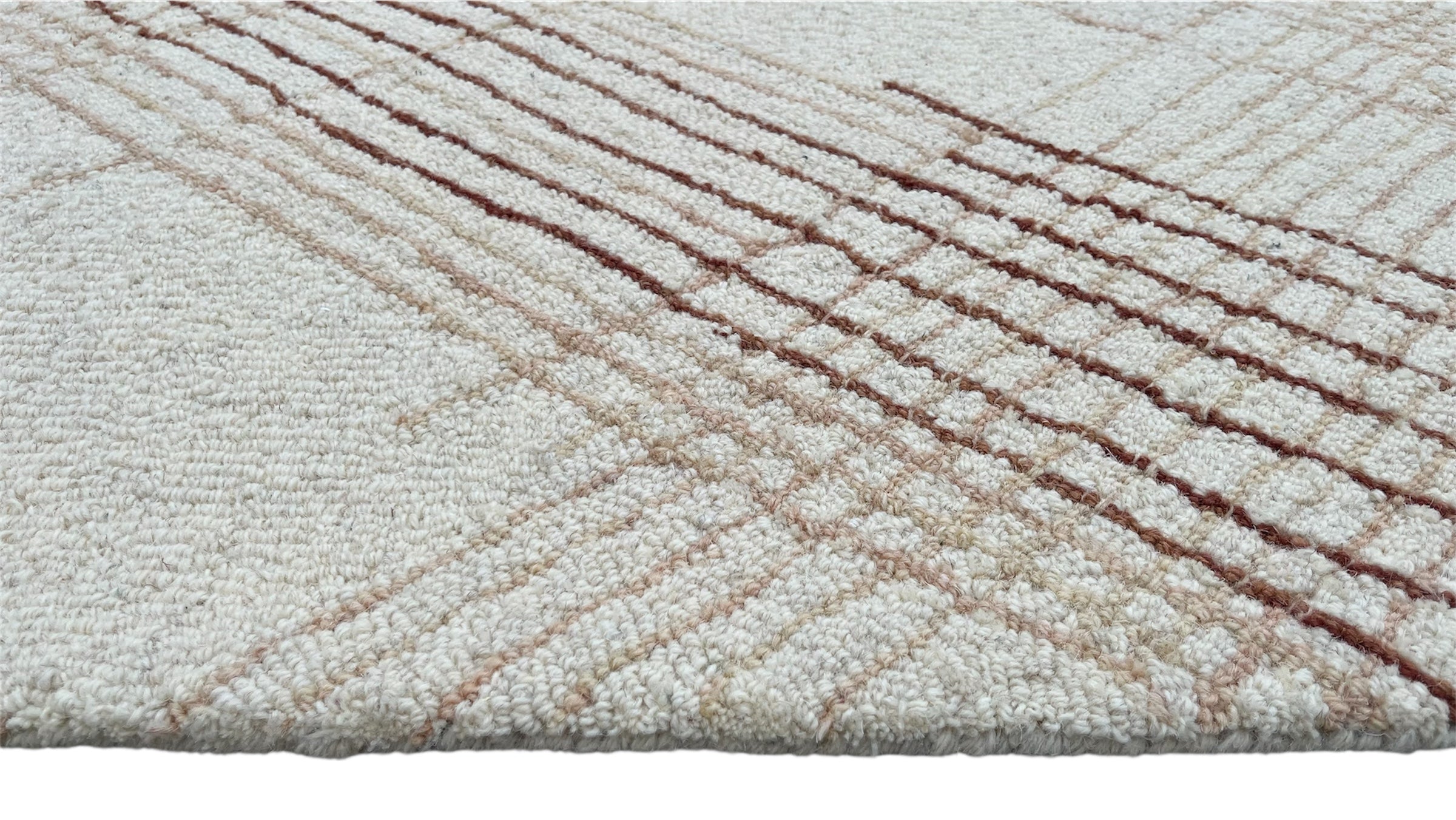 Tartan High Traffic Loop Hand Tufted Wool Rug Rust