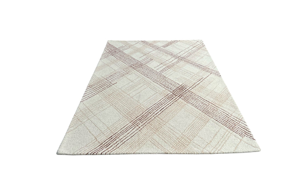 Tartan High Traffic Loop Hand Tufted Wool Rug Rust