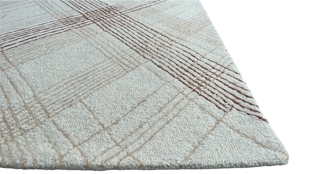 Tartan High Traffic Loop Hand Tufted Wool Rug Rust