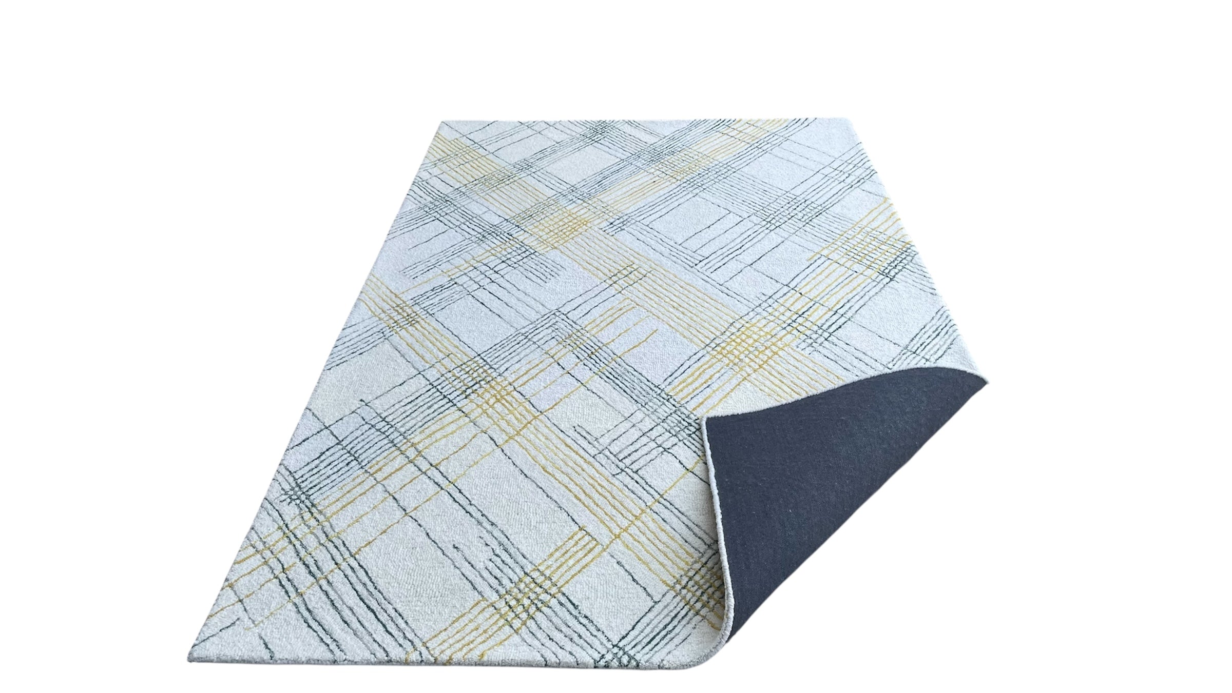 Tartan High Traffic Loop Hand Tufted Wool Rug Yellow