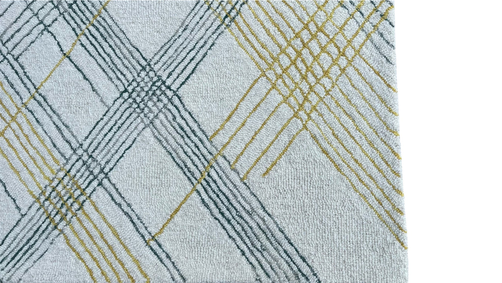 Tartan High Traffic Loop Hand Tufted Wool Rug Yellow
