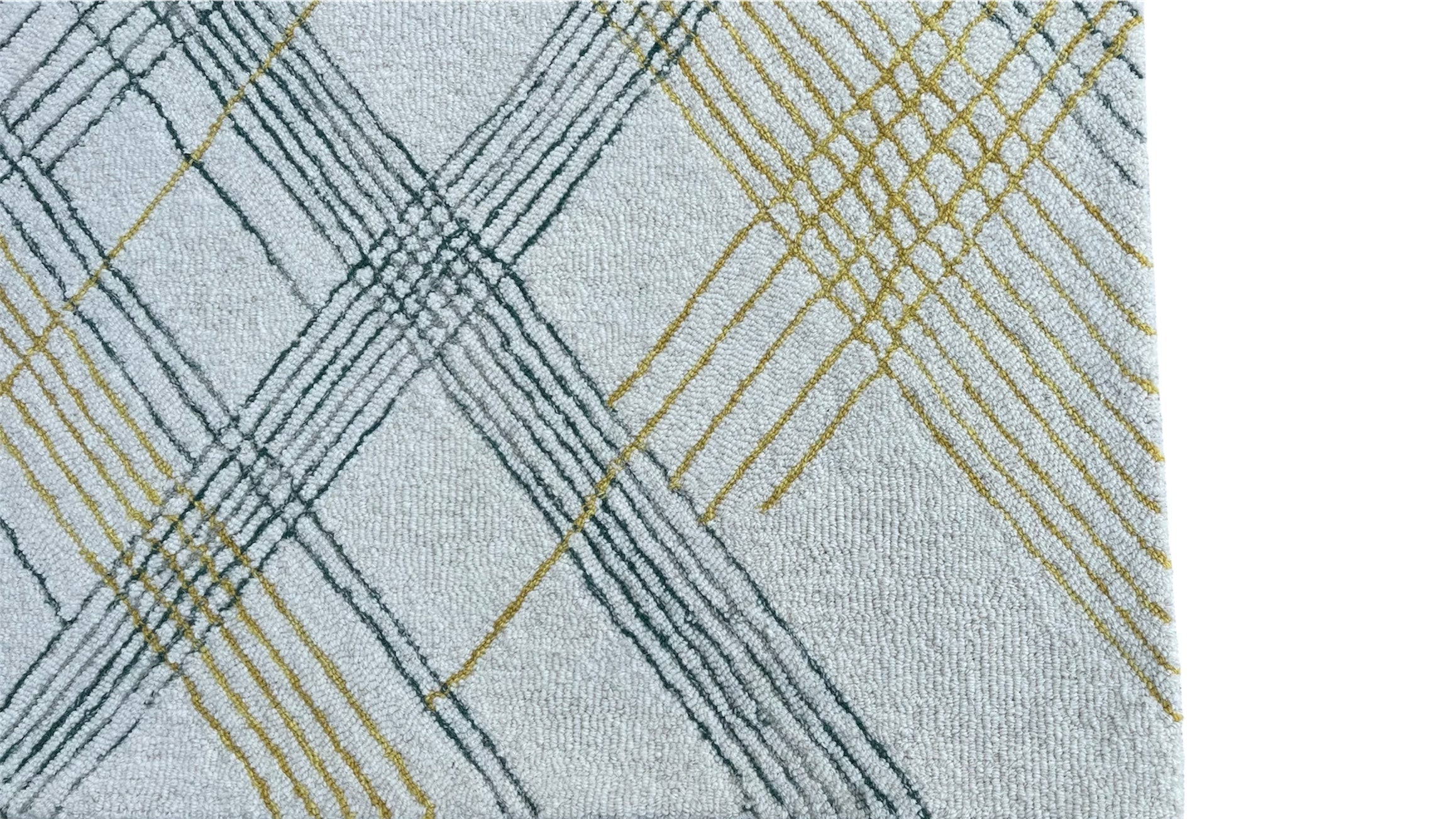 Tartan High Traffic Loop Hand Tufted Wool Rug Yellow