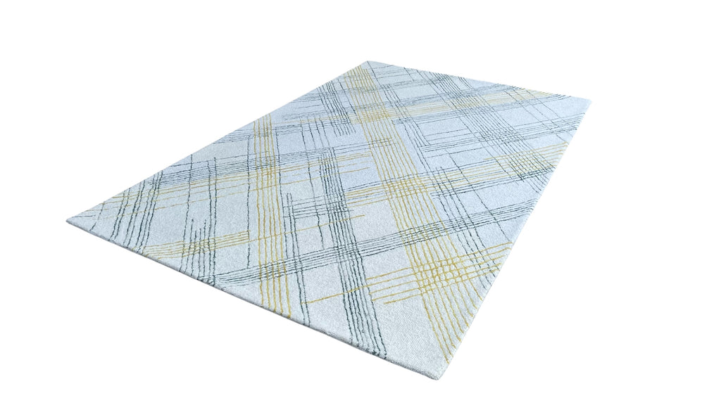 Tartan High Traffic Loop Hand Tufted Wool Rug Yellow