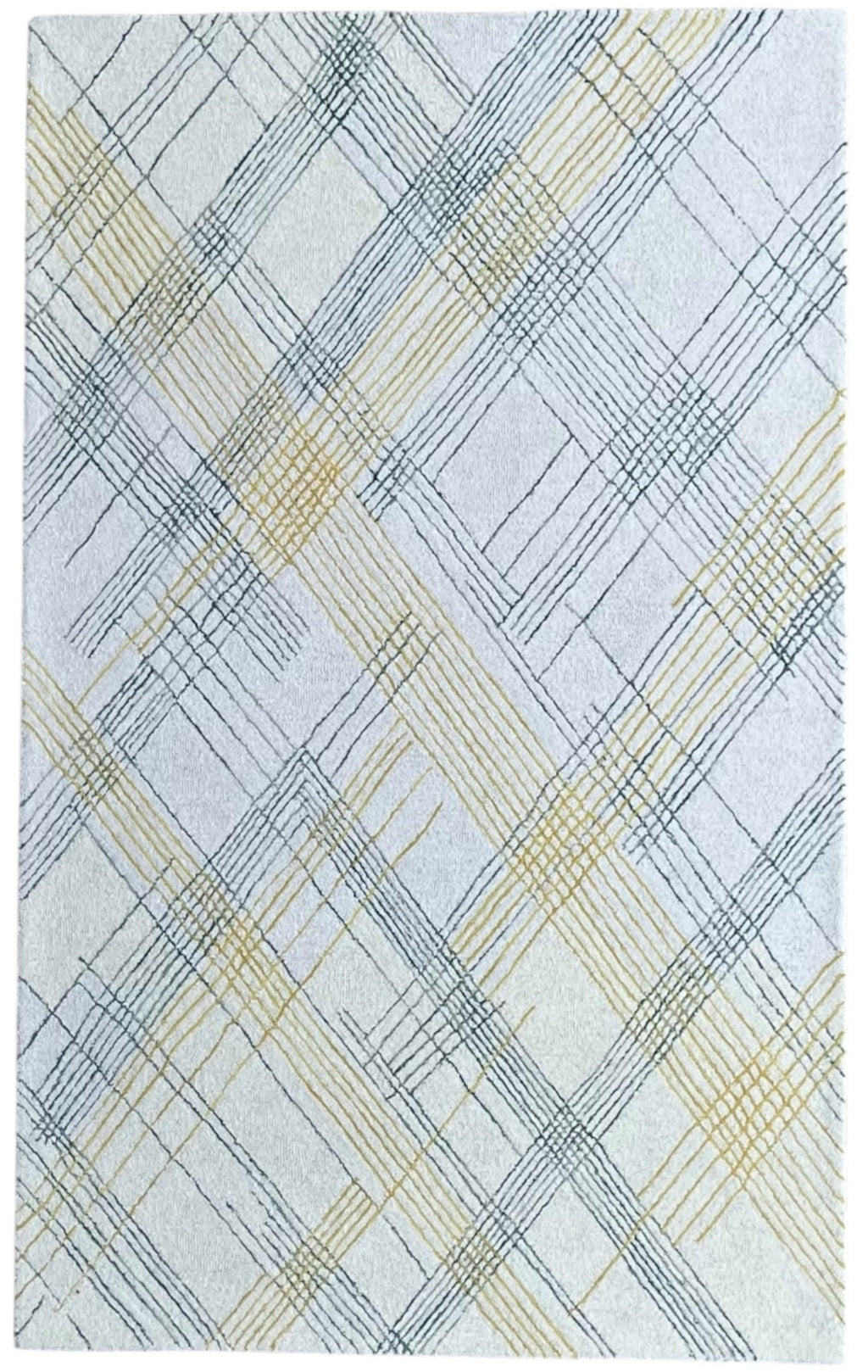 Tartan High Traffic Loop Hand Tufted Wool Rug Yellow