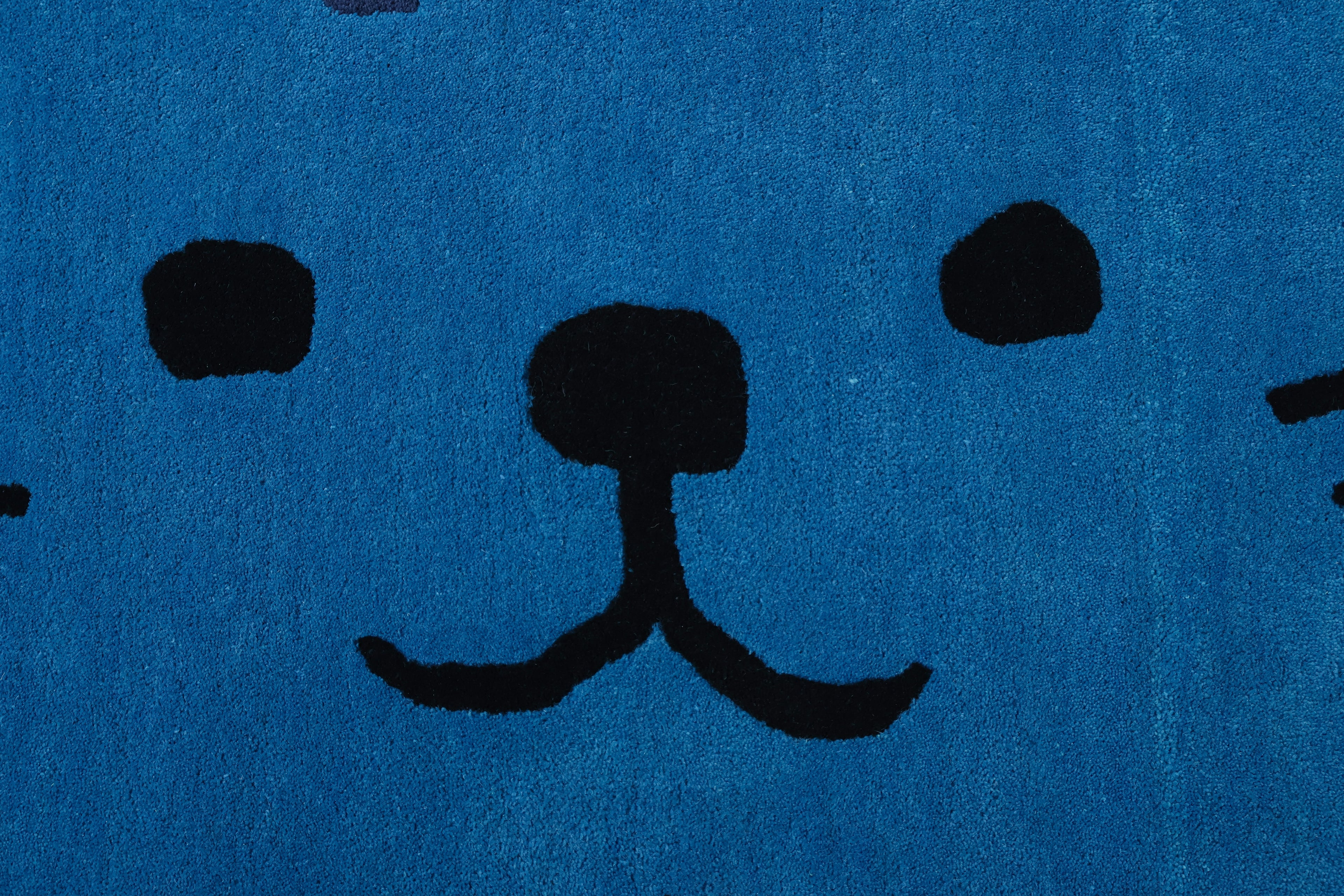 Teddy Kids Hand Tufted Wool Rug Blue
