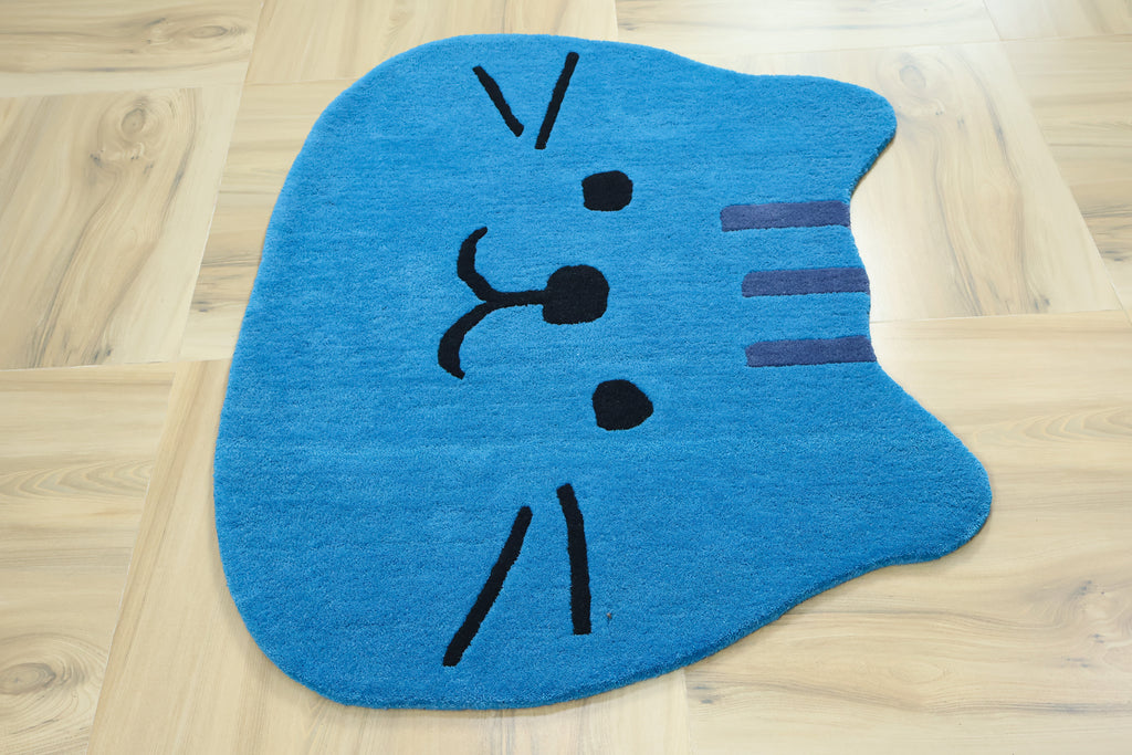 Teddy Kids Hand Tufted Wool Rug Blue
