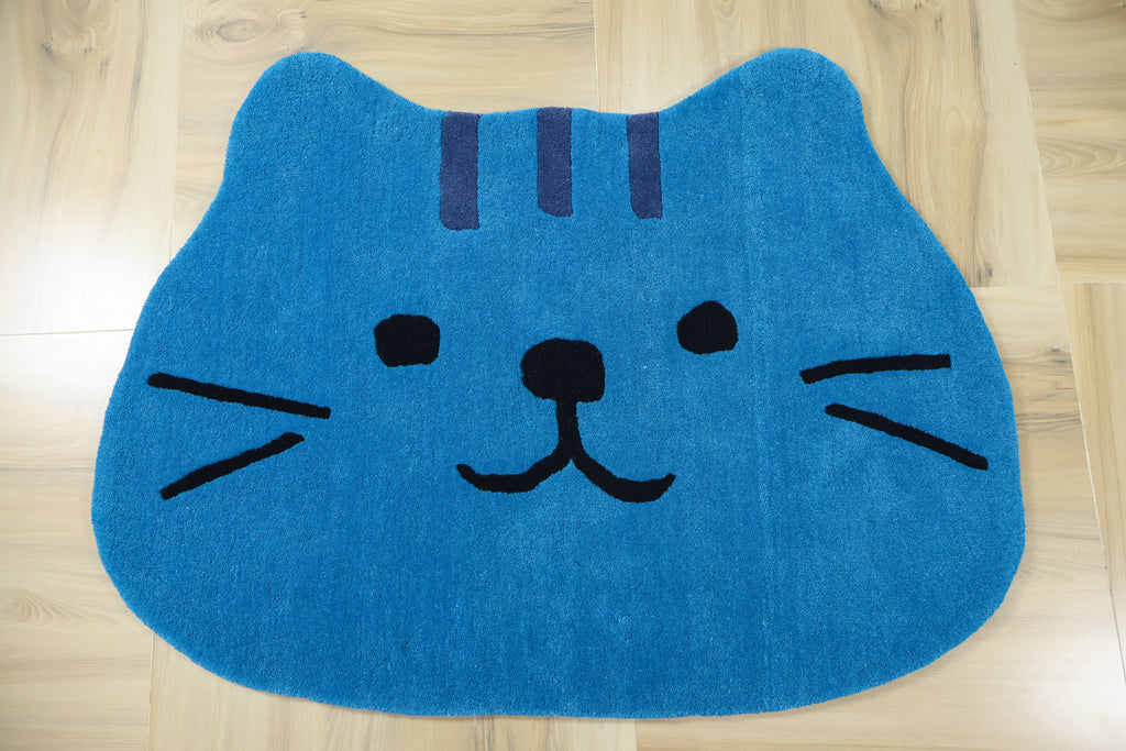 Teddy Kids Hand Tufted Wool Rug Blue
