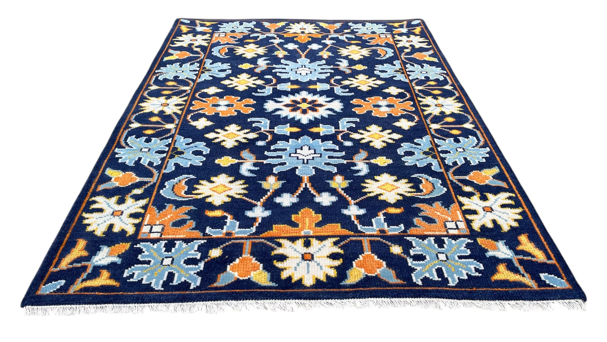 Texas Oriental Hand Knotted Wool Rug Navy Blue