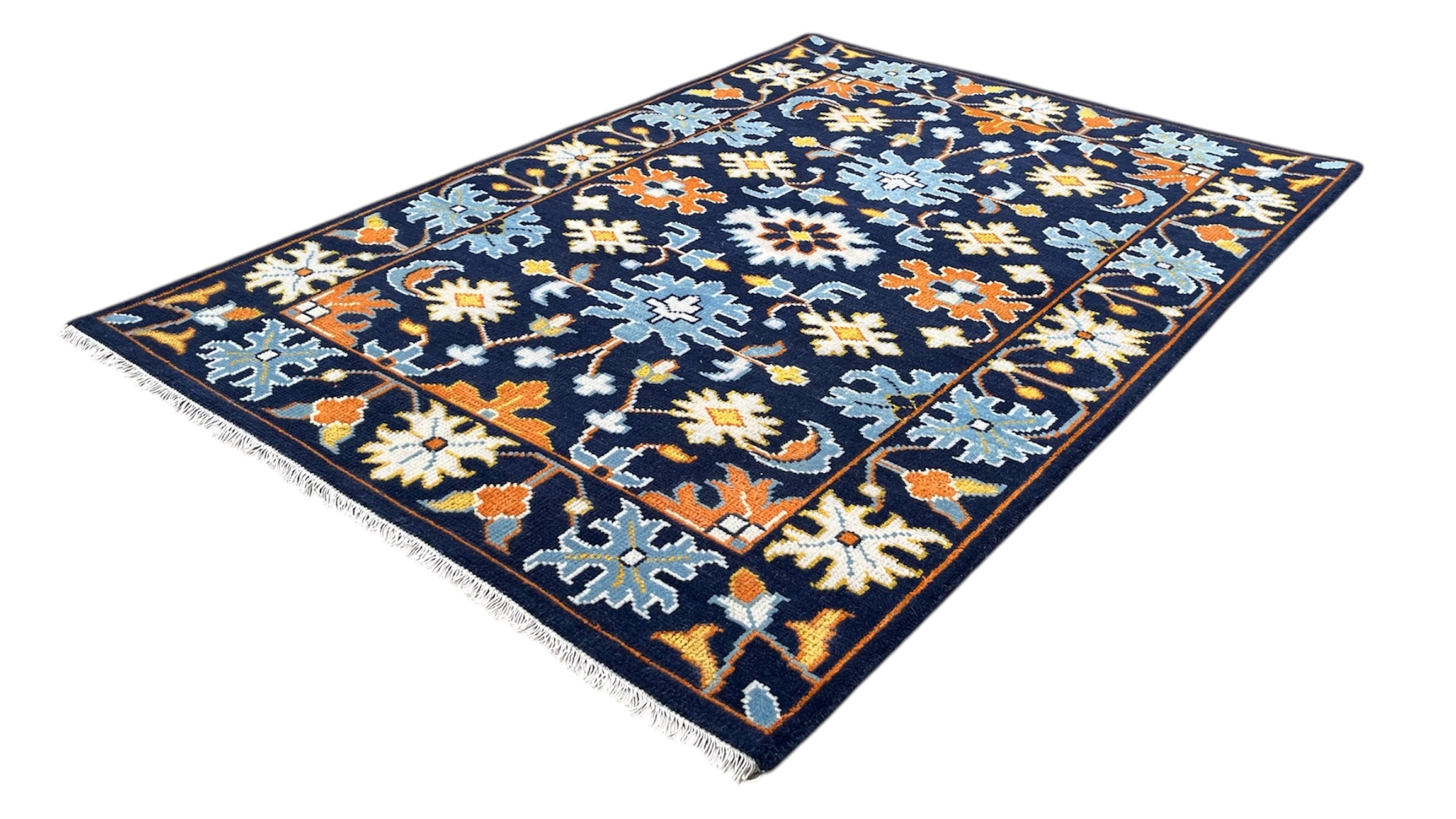 Texas Oriental Hand Knotted Wool Rug Navy Blue