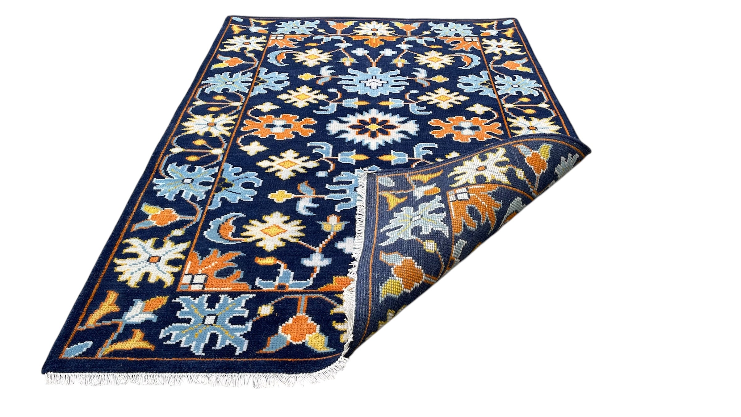 Texas Oriental Hand Knotted Wool Rug Navy Blue