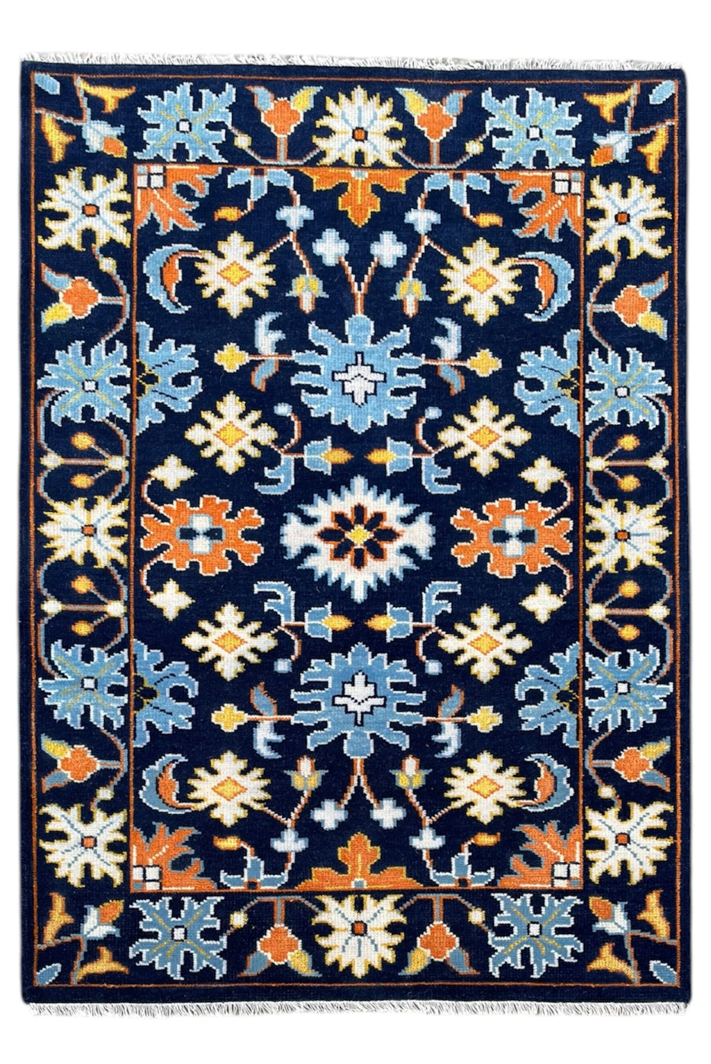 Texas Oriental Hand Knotted Wool Rug Navy Blue