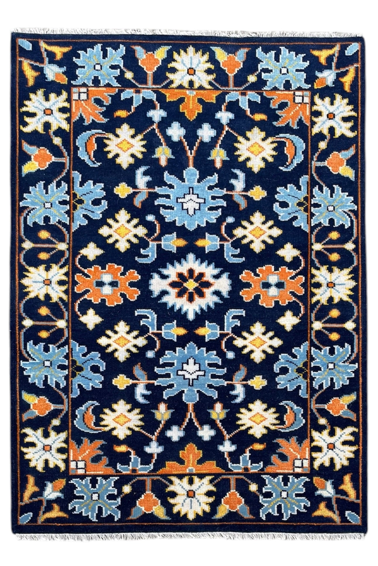Texas Oriental Hand Knotted Wool Rug Navy Blue