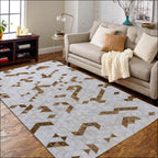 Vectro Abstract Leather Hide Rug Beige