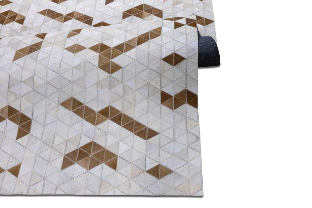 Vectro Abstract Leather Hide Rug Beige
