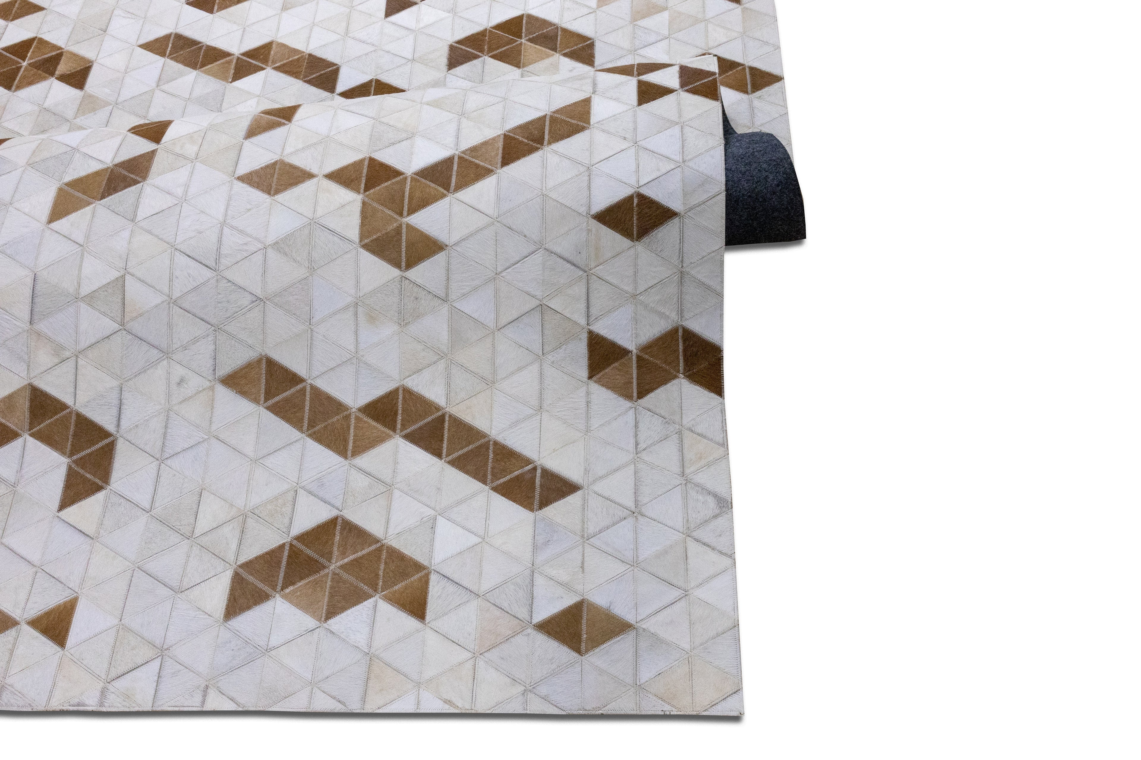 Vectro Abstract Leather Hide Rug Beige
