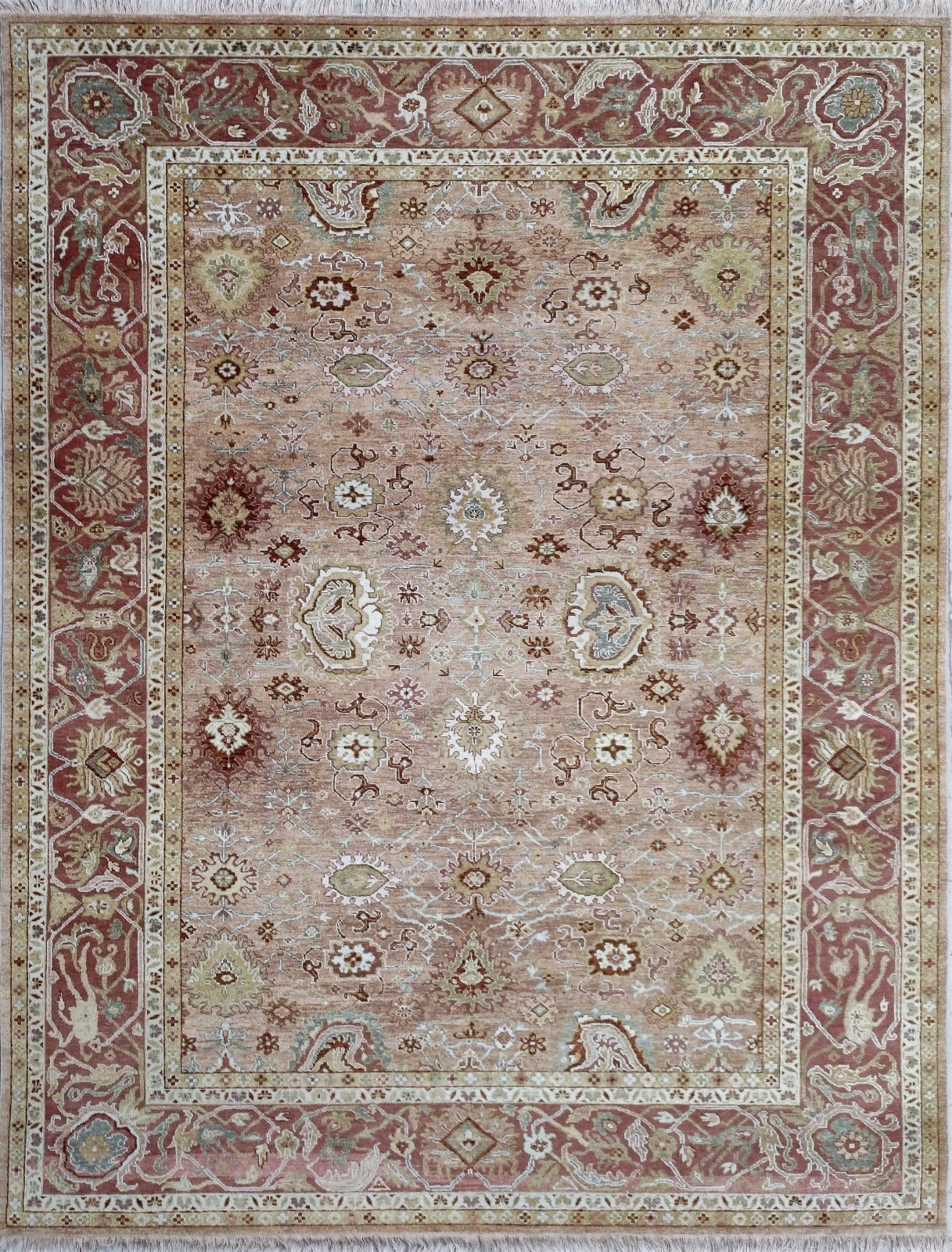 Jaipur Turkish Knot Hand Knotted Wool Rug Pink